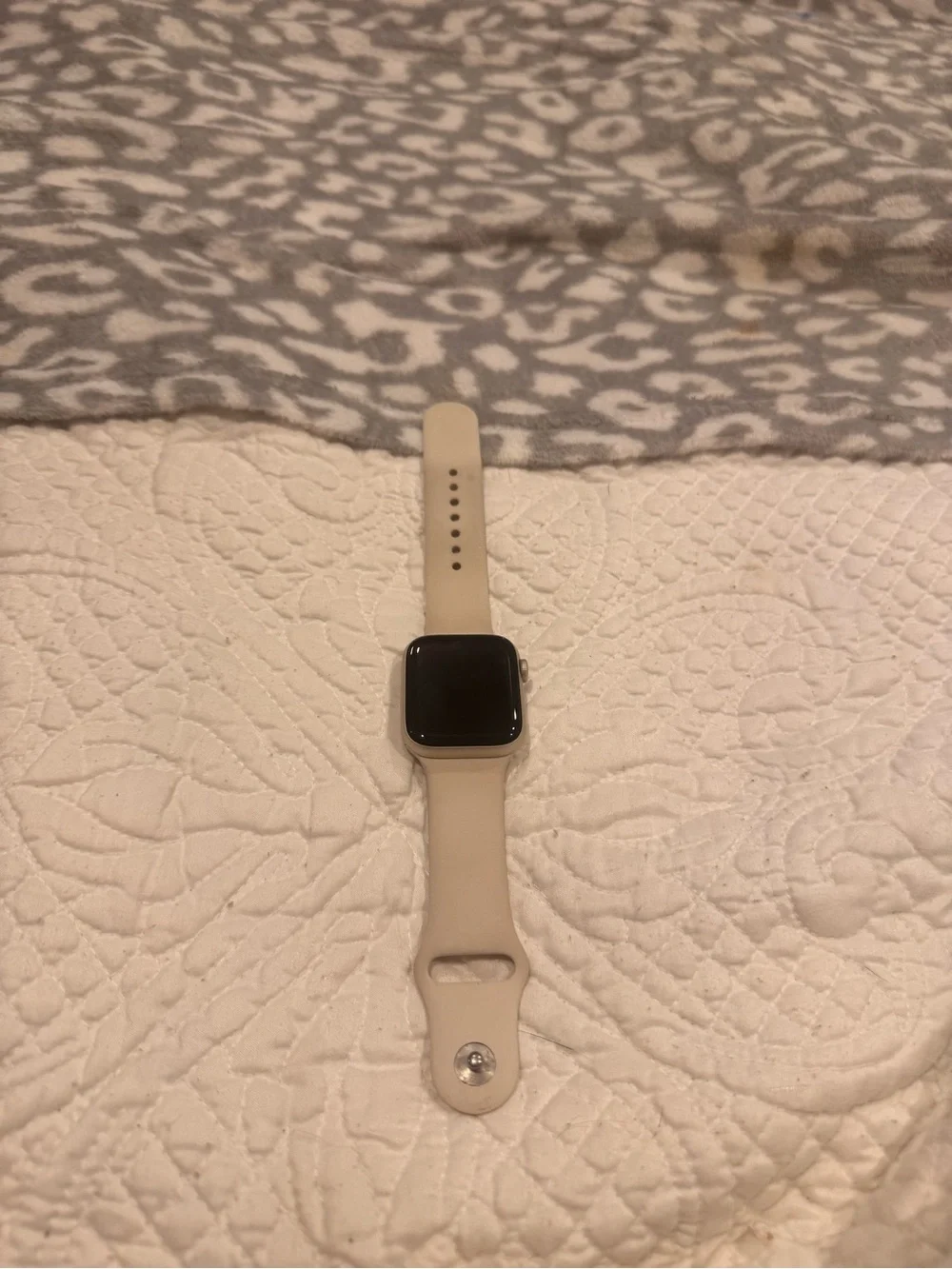 Apple watch with Cream Silicone Band